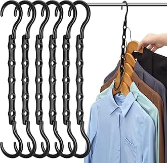 AMKUFO 6 Pack-Closet-Organizers-and-Storage, Magic-Hangers-Space-Saving-for-Clothes, Closer-Organizer-for-Closet-Organization, Space-Saver-Hanger-Organizer-for-Multipurpose, Dorm-Room-Essentials