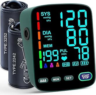 Blood Pressure Monitor,2 Cuff Sizes Automatic Upper Arm Blood Pressure Machine,9-17'' & 13-21'' Extra Large Blood Pressure Cuff Large LED Backlit Screen-3 User Mode/USB Cable and 4 AAA Batteries