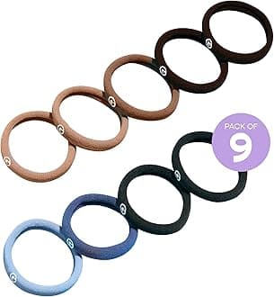 Gimme Beauty - Any Fit No Damage Hair Ties - Neutrals - Seamless Microfiber Hair Elastic - Hair Accessories With All Day Hold - No Snagging, Dents, or Breakage Hair Tie Pack (9 Count)