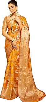 SWORNOF Women's kanjivaram banarasi silk saree for Patola festival Wedding silk with rich pallu Design sarees for women with blouse piece