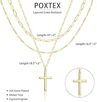 Layered Gold Necklaces for Women, Stackable Dainty 14K Gold Silver Plated Trendy Simple Heart Diamond Cross Bow Circle Pendant Paperclip Choker Dot Chain Necklace,Jewelry Set Gifts for Women