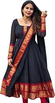 Elegant Zari Jacquard Weaving Gown with Lace Border Dupatta – Traditional Indian Ethnic Wear for Weddings, Festivals, and Special Occasions
