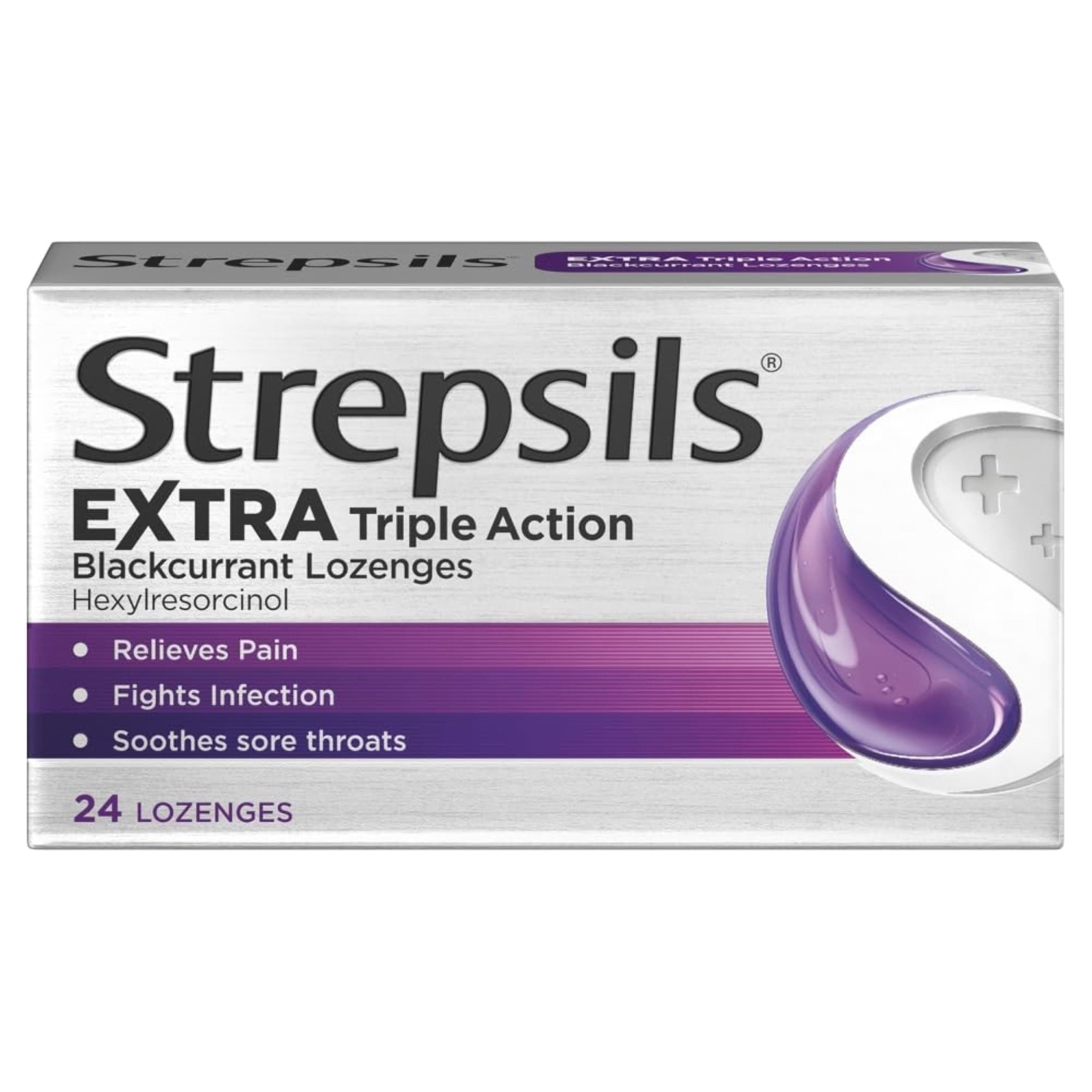 Strepsils: Extra Triple Action Blackcurrant Lozenges