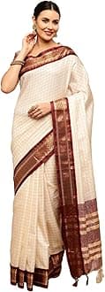 Satrani Women'S Woven Poly Silk Saree With Unstitched Blouse Piece(2347S254N_Off White)