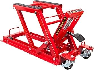 Big RED 1500LBS Hydraulic Motorcycle Lift Jack, Powersports Lift Table Operated ATV Dirt Bike Scissor Jack Stand, Fit for Motorcycle UTV Snowmobile, Red