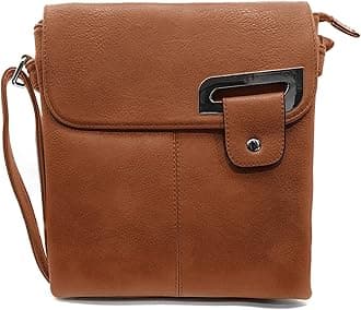 Woodland Leathers Women's Cross Body Shoulder Messenger Bag, Multiple Slip and Zip Pockets Handbag with Storage Pocket, Brown