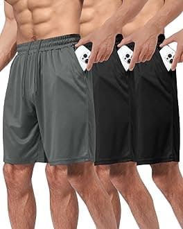 3 Pack Gym Basketball Mens Shorts - Quick Dry Black Workout Athletic Shorts with Pockets for Casual Running (S-6XL)