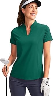 Obla Women's Golf Polo Shirt V-Neck Short Sleeve Collarless Quick Dry Tennis Running T Shirt Golf Tops for Women