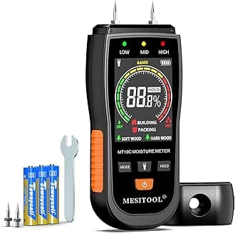 Moisture Meter,MESITOOL Wall Moisture Reader for Water Leak Detector,Infrared Water Leak Detector for Lumber Humidity Tester (MT19C)