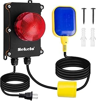 Sump Pump Alarm,Sekelo High Water Alarm with 10ft Level Float Switch,110dB Loud Alarm and High Brightness LED Indicator ,IP67 Indoor/Outdoor Use,Ideal for Septic Sump Pump Pond Water Tank