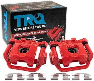 TRQ Performance Rear Driver and Passenger Side Brake Caliper Set Caliper Brackets Hardware Compatible with 02-06 13-22 Nissan Altima 03-06 19-22 Maxima