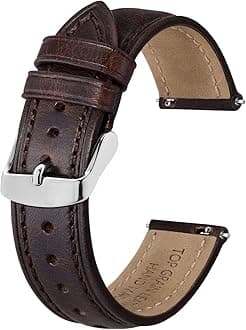 Retro Leather Watch Straps for Men, Oil Waxed Calfskin Replacement Band, Quick Release, Band Width 18mm 19mm 20mm 22mm