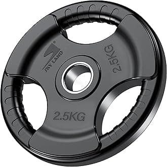 SKY LAND Olympic Weight Plates with Rubber Finish 2’’ Opening & Tri-Grips,Black Barbell Plates Discs in Single for Lifting and Strength Training,Solid Cast Iron Core Weights, 2.5kg EM-9264-2.5