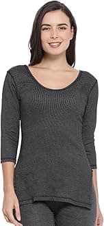 Macrowoman W-Series 3/4th Sleeve Top for Women, Thermal Upper in Poly Viscose Cotton Blend with Double-Layered Knit for Superior Warmth & Comfort