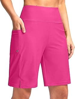 G GradualWomen's 9" Long Swim Board Shorts with Pockets High Waisted Knee Length Beach Swimming Shorts for Women with Liner
