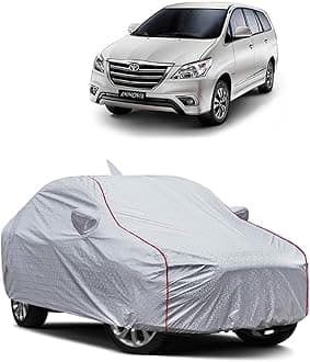 Water-Resistant Car Cover for Toyota Innova – Dustproof, UV Protection, Scratch Resistance, Secure Buckle Strap, Elastic Front & Rear – Silver