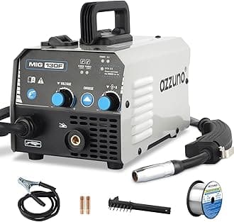 AZZUNO MIG Welder,Flux Core Welder Machine 110V 130Amp, Gasless MIG Welding Machine IGBT Inverter Welder Portable Wire Feed Welder (110V)