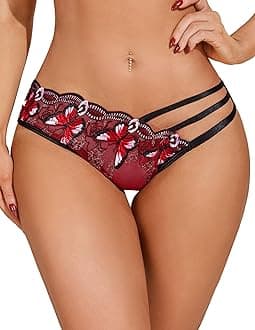 Sexy Panties for Women Butterfly Embroidered Underwear Mesh Panties Pack