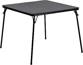 Flash Furniture Madelyn 33.5" Square Folding Multipurpose Card Table with Padded Vinyl Top, Portable Folding Game Table for 4 Players, Black