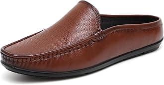 ARAMISH Men's Genuine Leather Back Open Loafers