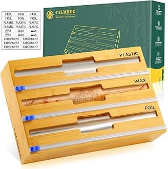 CalmbeeStorage Bag Organizer and Wrap Dispenser with Cutter, 9 in 1 Bamboo Foil and Plastic Wrap Organizer for Kitchen Drawer, Plastic Bag Organizer for Gallon, Quart, Sandwich (White, Large)