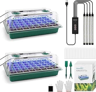 BlumWay Upgrade Seed Starter Tray with Grow Light,80-Cells Seedling Tray with Humidity Dome/Indoor Grow Kit for Deep-Rooted Seedlings, Adjustable/Timed Light Plant Starter Set