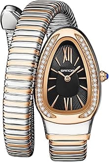 Snake Bracelet Watch for Women, Elegant Bangle Wrist Watch with Flexible Wrap Strap Design, Fashion Jewelry Style Quartz Watch, Adjustable Cuff Watch for Dress & Gift