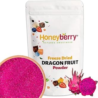 Freeze Dried Dragon Fruit Powder 500g - Finely Milled Dehydrated from Frozen Pink Pitaya Powder - Edible Tropical Powder for Cakes, Desserts, Ice Cream, Porridge Oats - Red Dragon Fruit Baking Powder
