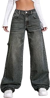 GRECIILOOKSWomen's Regular Fit High Rise Pant Baggy High Waist | Bell Bottom Jeans