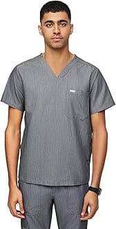 FIGS Chisec Scrub Top for Men – 3 Pockets, Tailored Fit, Squared V-Neck, 4-Way Stretch, Moisture-Wicking
