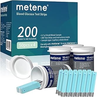 Metene TD-4116 Blood Glucose Test Strips, 200 Count Test Strips for Diabetes, Use with metene TD-4116 and metene S Blood Glucose Monitor Only(No Monitor)