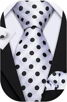 Hi-Tie Retro Black and White Dots Necktie Set