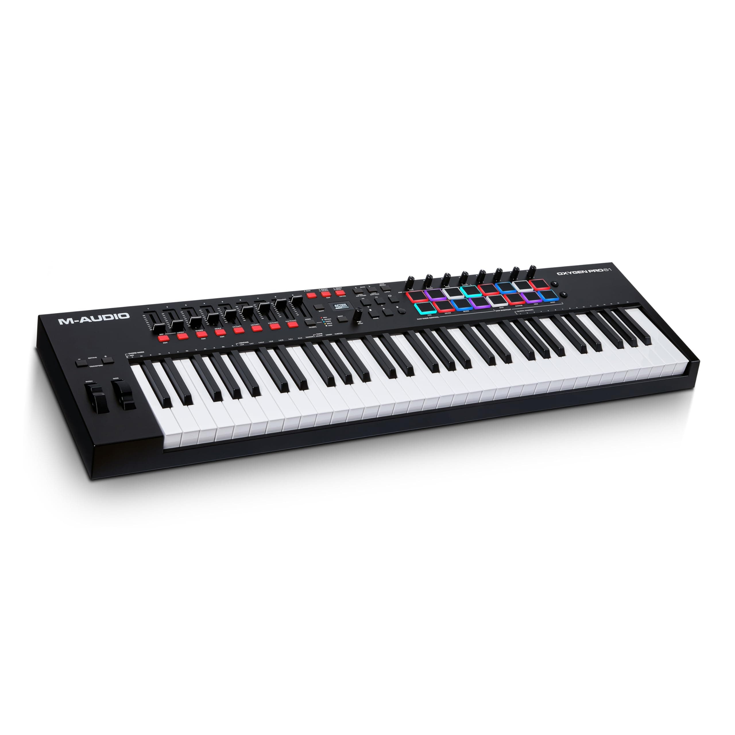 Oxygen Pro 61 Key USB MIDI Keyboard Controller With Beat Pads, MIDI-assignable Knobs, Buttons and Faders, and Native Instruments Sound Package (NKS Integration)