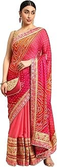 Pandadi Saree Women's Elegance Chiffon Bandhani Saree with Heavy Lehenga Design