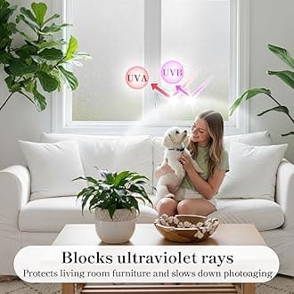 Qualsen Privacy Window Film Frosted Glass Film Matte White Non-Adhesive Static Window Cling Anti-UV Window Sticker for Bathroom Home Office Kitchen Living Room Front Door (23.6 x 157 Inch)