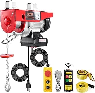 VEVOR Electric Winch 600kg Load Electric Winch 230V Wireless Remote Control Electric Winch with 4.2m Cord Emergency Stop Hoist Lift for Garage, Warehouse, Factory