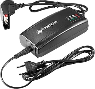 GARDENA fast charger QC40: accessories for 40 V batteries GARDENA as BLi-40/100 or BLi-40/160 loads faster than a normal battery charger, LED status indicator for the battery level (9845-20)