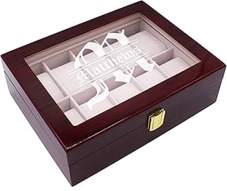 My Personal Memories Custom Personalized Watch Storage Box Case - Name Initial - Groomsmen Fathers Day Gift - Engraved (Premium Rosewood)