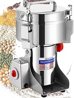 Moongiantgo 2500g Grain Mill Grinder Commercial Spice Grinder 3600W Stainless Steel Electric Pulverizer Dry Grinding Machine for Wheat Corn Rice Pepper Herbs Coffee Beans (2500g Swing, 110V)