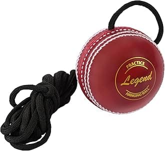 SS Legend Hanging Ball for Practice with Reaction String to Improve Hand Eye cordination - Threaded Seam and Red Color, Full Size