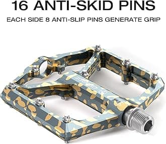 Road/Mountain Bike Pedals - 3 Bearings Bicycle Pedals - 9/16” CNC Machined Flat Pedals with Removable Anti-Skid Nails