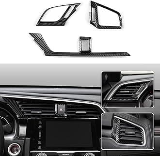 Air Vent Outlet Cover Decals for 2016 2017 2018 2019 2020 2021 Honda Civic 10th Gen Accessories ABS Carbon Fiber Stickers