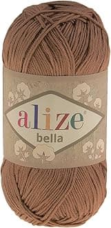 Alize Bella Plain Cotton Knitting Yarn, 50 g, Colour: 466 Camel