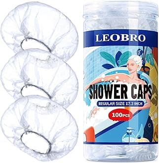 100PCS Disposable Shower Caps, Shower Caps for Women Disposable, Clear Plastic Shower Cap, Plastic Hair Caps for Hair Treatment, Regular Size 17.3 INCH