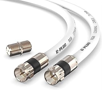 G-PLUG 50FT RG6 Coaxial Cable Connectors Set – High-Speed Internet, Broadband and Digital TV Aerial, Satellite Cable Extension – Weather-Sealed Double Rubber O-Ring and Compression Connectors White