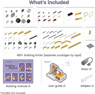 Creator Kit for VinciBot Children Programmable Robot with 434 Building Blocks, Over 20 Building Styles and Electric Motor, STEM Learning Toy, DIY Science Kit for Children from 8-12