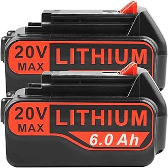 Futurebatt 2-Pack High-Output 6.0Ah 20V Battery Replacement for Black+Decker 20V Tools LB20 LBX20 LBXR20 LBXR20B LBXR2020 LBX4020 LB2X4020 LST220 Battery