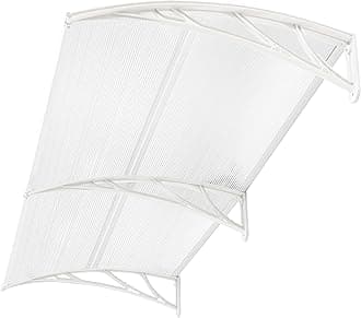Front Door Canopy Outdoor Awning Shelter 190 x 100 cm Window Rain Roof Cover With Polycarbonate Roofing Sheets Porch Shade Patio UV Protection Back Door Porch Canopies