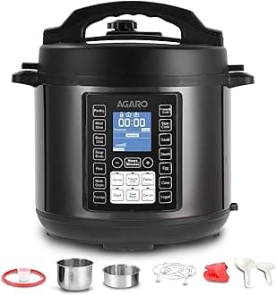 Imperial Electric Pressure Cooker, 6 litre, 14 Pre-Set multi Cooking Functions, Adjustable Pressure, Timer, Stainless Steel Pot, Pressure Cook, Slow Cook, Saute & More, Black, Outer Lid