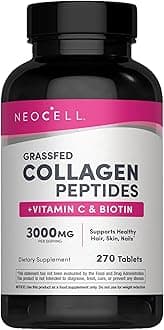 – Super Collagen Peptides + Vitamin C & Biotin, 3g Collagen Per Serving, Gluten Free, Promotes Healthy Hair, Beautiful Skin, and Nail Support, Dietary Supplement, 270 Tablets